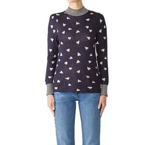 Rebecca Taylor Navy Heart Pullover